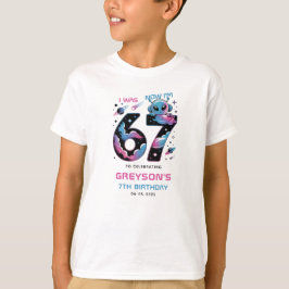 Cute Space 7th Birthday | Six & Seven Year Old T Shirt