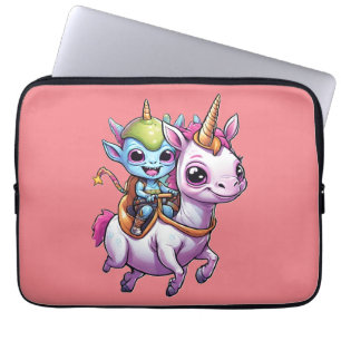 Cute Space Alien rider Unicorn roligt UFO Laptop Fodral