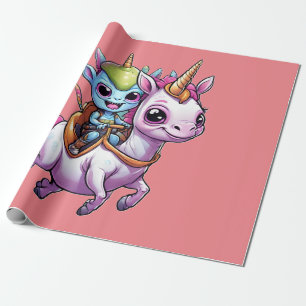 Cute Space Alien rider Unicorn roligt UFO Presentpapper
