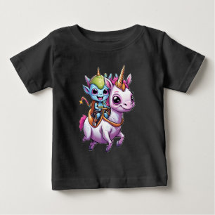 Cute Space Alien rider Unicorn roligt UFO T Shirt