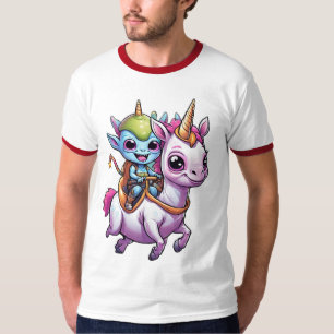 Cute Space Alien rider Unicorn roligt UFO T Shirt