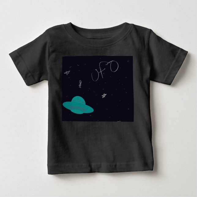 Cute Space Alien UFO T-Shirt (Framsida)