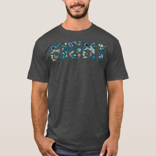 Cute Space Astronaut Mönster Åtta, 8:e födelsedage T Shirt