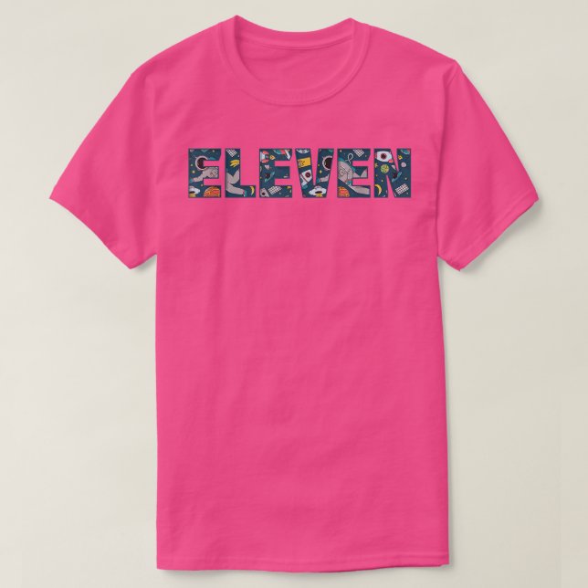 Cute Space Astronaut Mönster Elva, elfte födelseda T Shirt (Design framsida)
