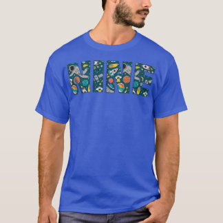 Cute Space Astronaut Mönster Nine, 9:e födelsedage T Shirt