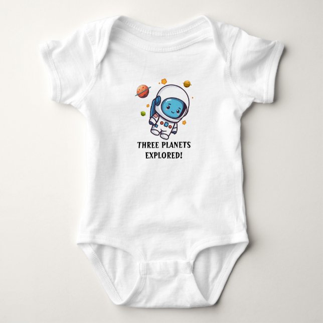 Cute Space Astronaut tre månader T Shirt (Framsida)