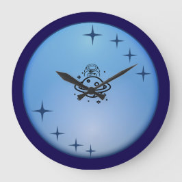 Cute Space Astronaut Wall Clock – Blue Galaxy Star Stor Klocka