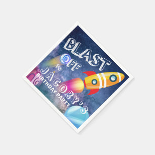 Cute Space Birthday Personlig Pappersservett