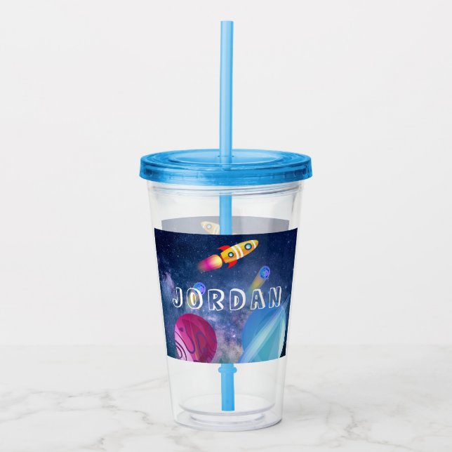 Cute Space Birthday personlig Take Away Mugg (Framsida)