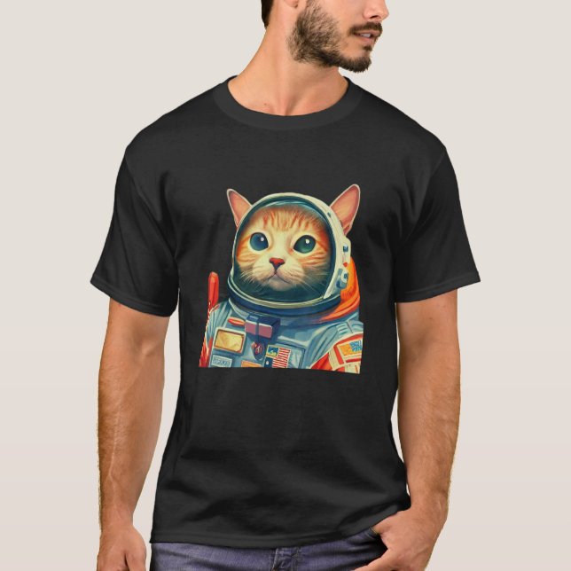 Cute Space Cat Astronaut Kitten Adorable SciFi Pet T Shirt (Framsida)