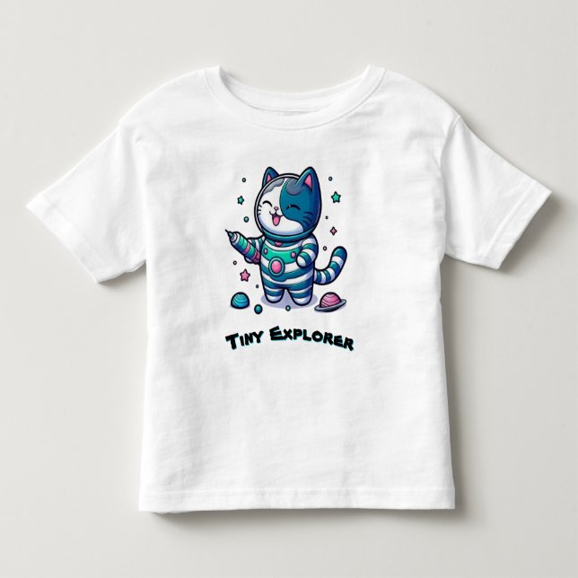 🚀 Cute Space Cat Astronaut 🐱  T Shirt (Framsida)