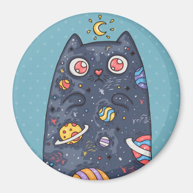 Cute Space Cat Magnet (Framsidan)
