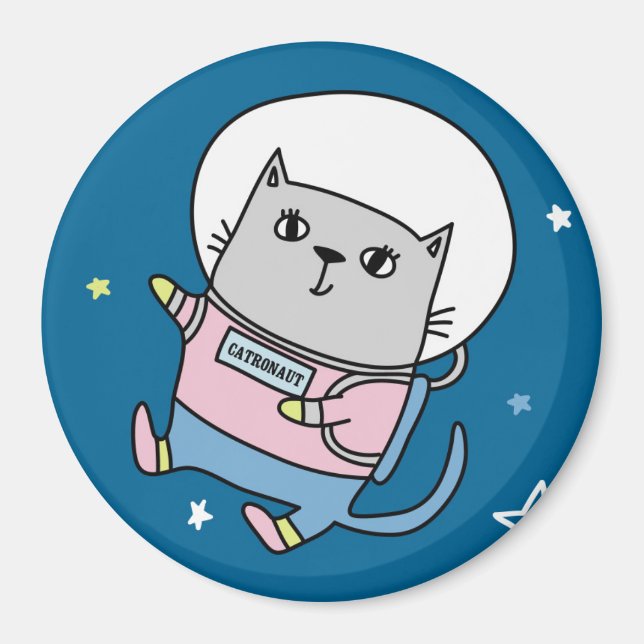 Cute Space Cat Magnet (Framsidan)