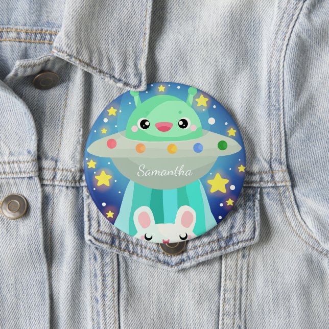 Cute Space Creatand Bunny Rabbit Knapp (In Situ)