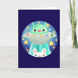 Cute Space Creatand Bunny Rabbit Kort