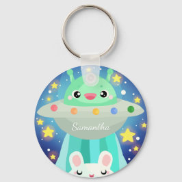 Cute Space Creatand Bunny Rabbit Nyckelring