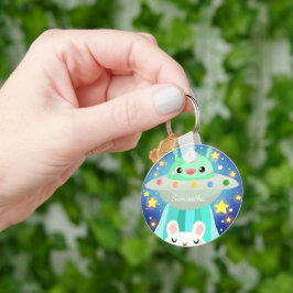 Cute Space Creatand Bunny Rabbit Nyckelring