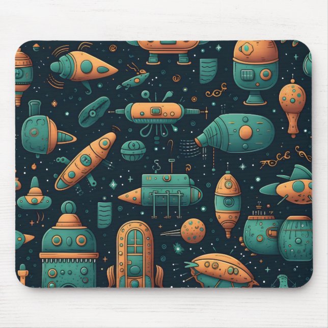 Cute Space Frakt Mönster Musmatta (Framsidan)