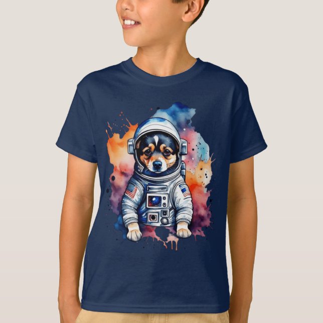 Cute space hund astronaut-valp t shirt (Framsida)