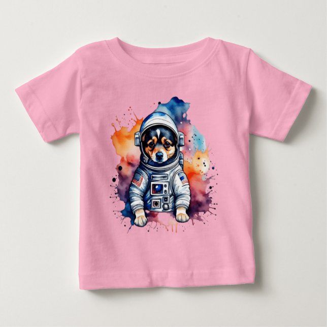 Cute space hund astronaut-valp t shirt (Framsida)