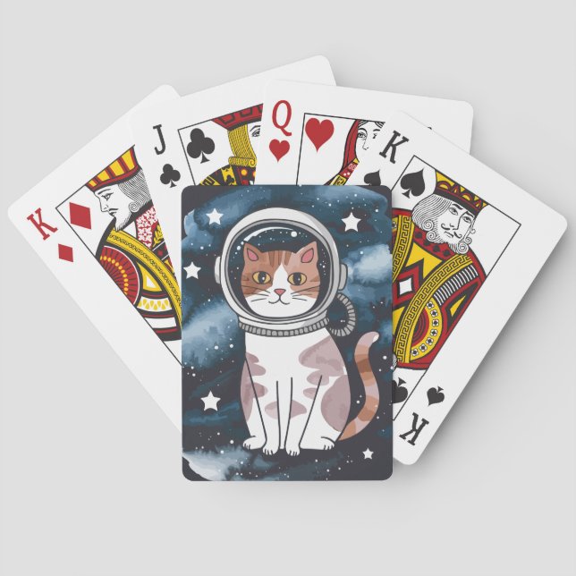 Cute Space-kattastronaut Casinokort (Baksidan)