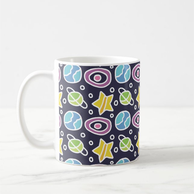 Cute Space Mönster Kaffemugg (Vänster)