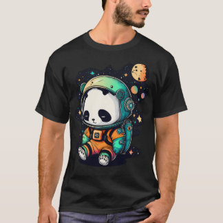 Cute Space Panda In Astronaut Space Suit Stars And T Shirt