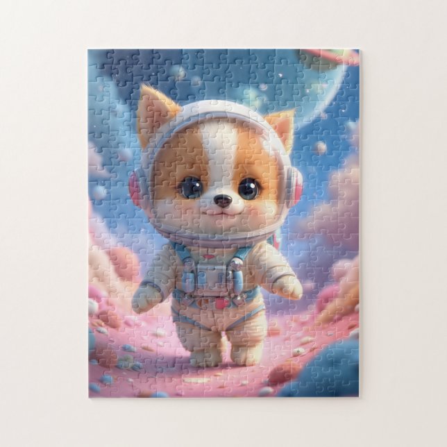 Cute Space Puppy Astronaut Jigsaw Puzzle Pussel (Vertikal)