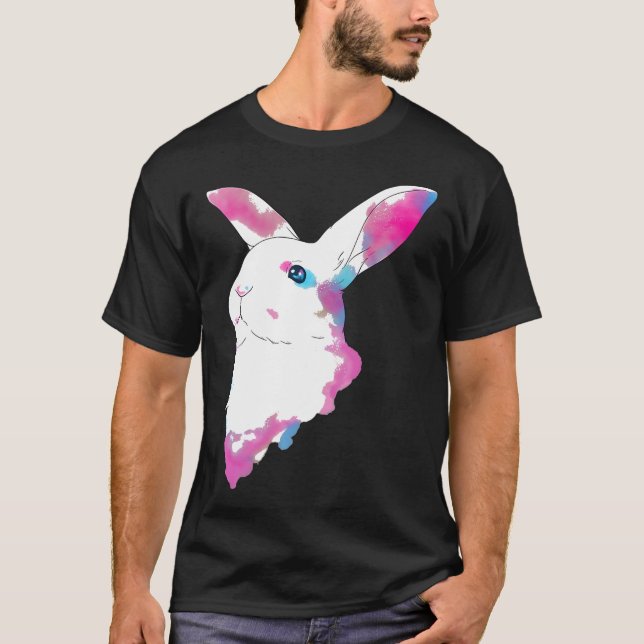 Cute Space Rainbow Gaussian Blur Rabbit Galactic B T Shirt (Framsida)