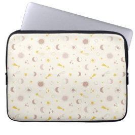 Cute Space Sol Måne och Stars på kräm Laptop Fodral
