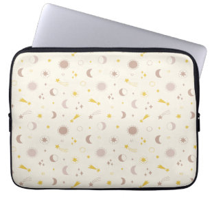 Cute Space Sol Måne och Stars på kräm Laptop Fodral
