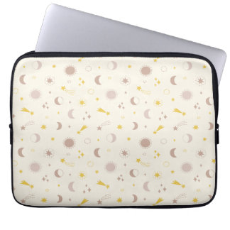 Cute Space Sol Måne och Stars på kräm Laptop Fodral
