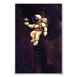 Cute Spaceman Astronaut Art Galaxy Rymden Fototryck