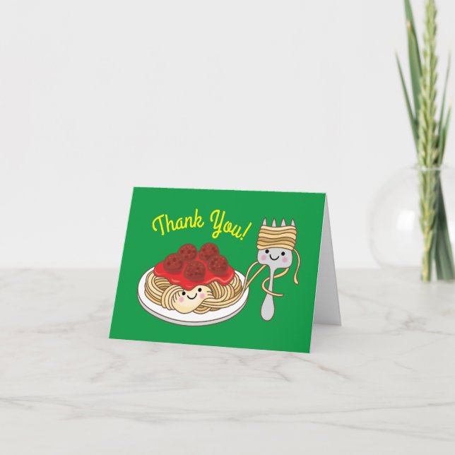 Cute Spaghetti Barns födelsedag Party Kawaii Kort (Framsida)