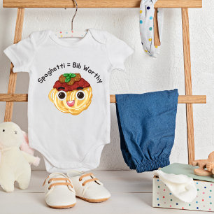 Cute Spaghetti Bib-Worthy Baby Bodykosti T Shirt