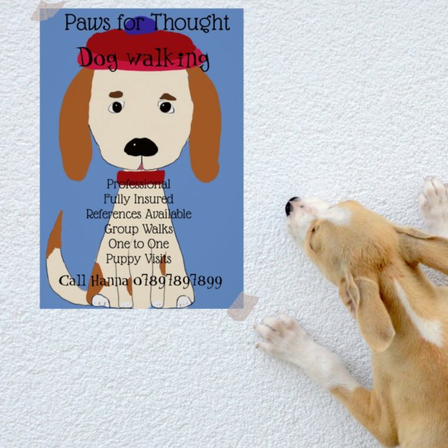 Cute Spain Hund Walking Grooming Business Poster (Skapare uppladdad)