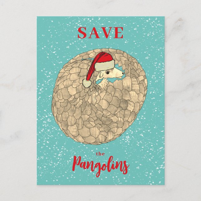 Cute Spara av Pangolin-julbudgeten Helg Vykort (Framsida)