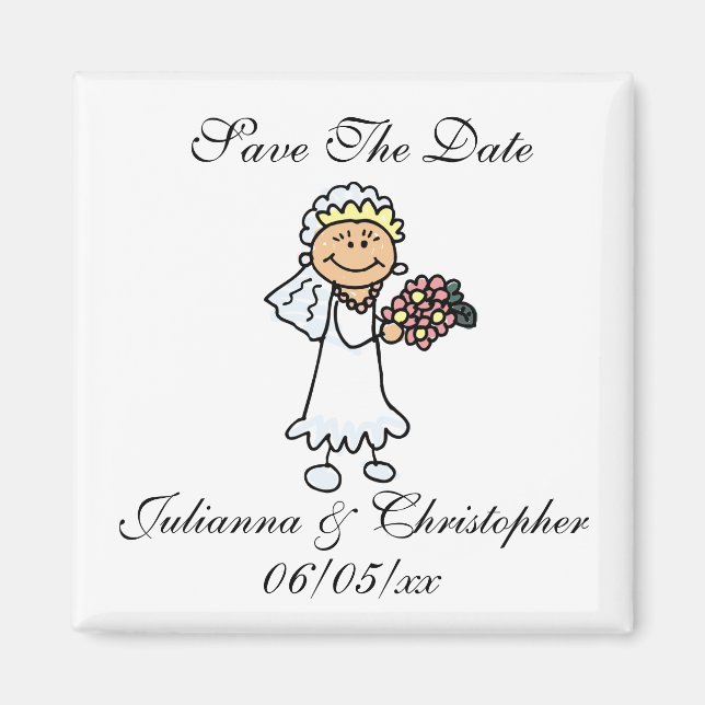 Cute Spara datum magneter Bride Möhippa Bouquet (Framsidan)
