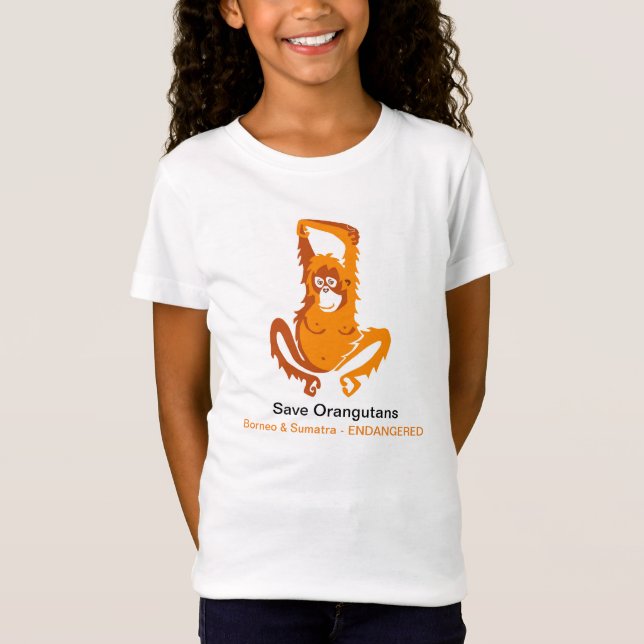 Cute - Spara ORANGUTANS - RISKFARLIG animalisk gra T Shirt (Framsida)