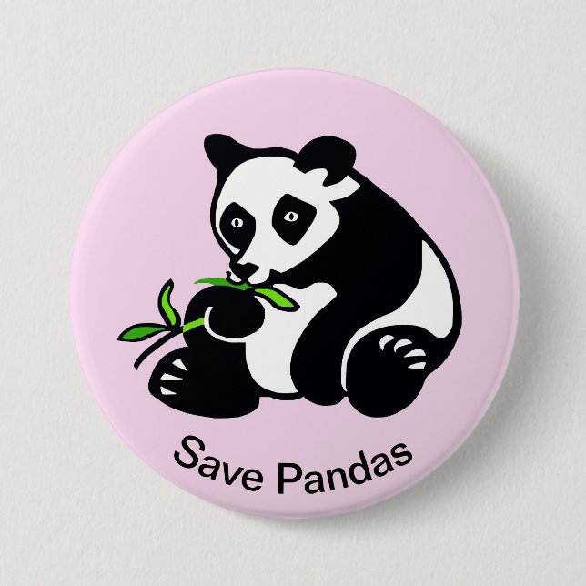 Cute Spara PANDAS - Djurgrafik - rosa Knapp (Framsida)