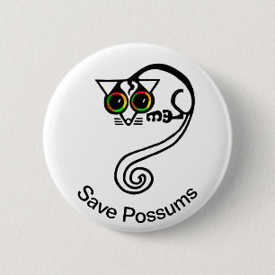 Cute Spara POSSUMS - utrotningshotad djurgrafik - Knapp