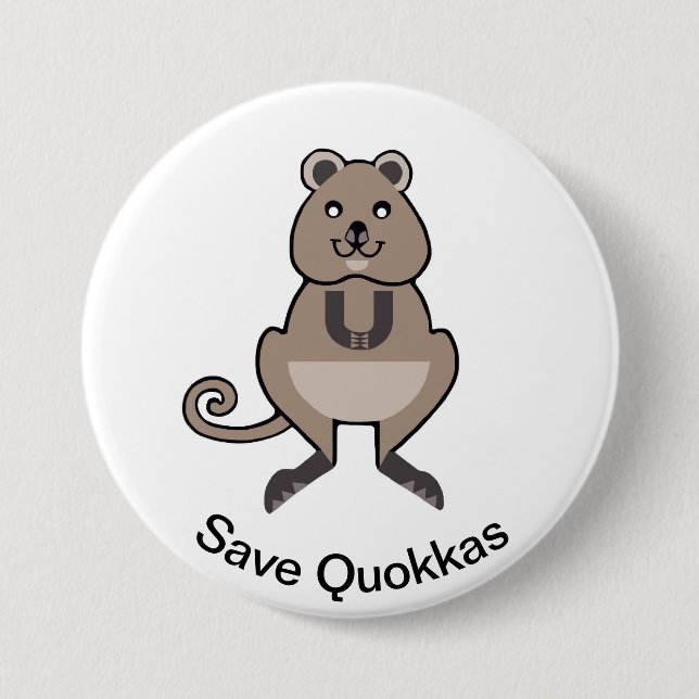 Cute Spara QUOKKAS - Djurgrafik som är hotad - Knapp (Framsida)