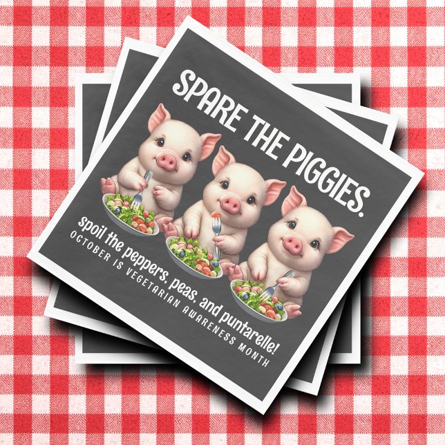 Cute Spare de iggies Eating Salads Pappersservett (Spare the Piggies Paper Napkins Cover Photo)