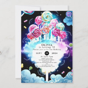 Cute Sparkling Candyland Birthday Inbjudningar