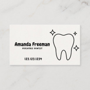 Cute Sparkling Tooth Line Art Pediatriska dentiste Tidsbeställning Kort