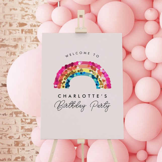 Cute Sparkly Sequin Rainbow Födelsedagsfest Sign Poster (Skapare uppladdad)