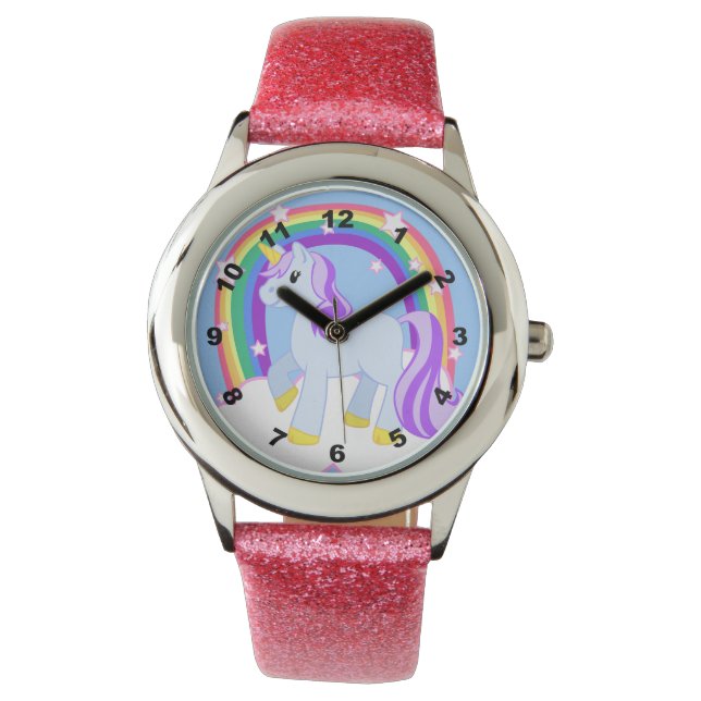 Cute Sparkly Unicorn med Rainbow Armbandsur (Framsida)