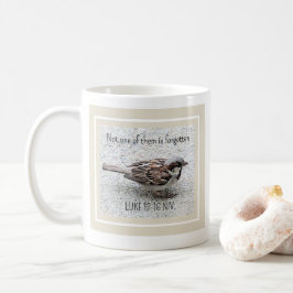Cute Sparrow Bird Photo Bible Verse Simple Tan Cof Kaffemugg