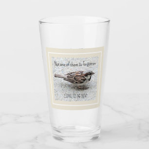 Cute Sparrow Bird Photo Bible Verse Simple Tan Glaskopp
