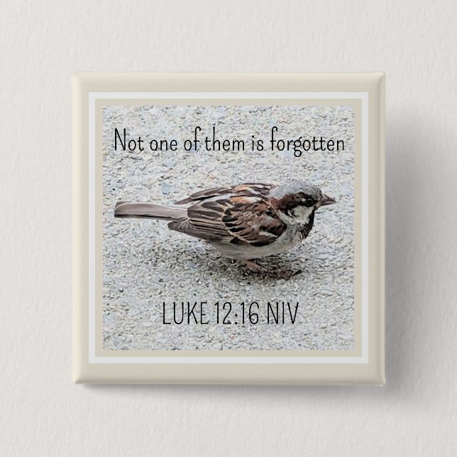 Cute Sparrow Bird Photo Bible Verse Simple Tan Knapp (Framsida)